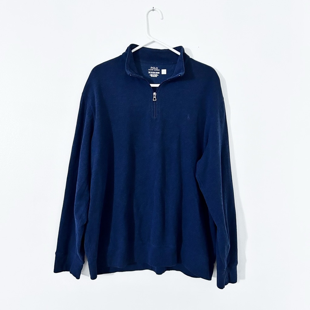 Polo Ralph Lauren Sweatshirt Men's Size 2XL Navy Blue 1/4 Zip Classic Pullover